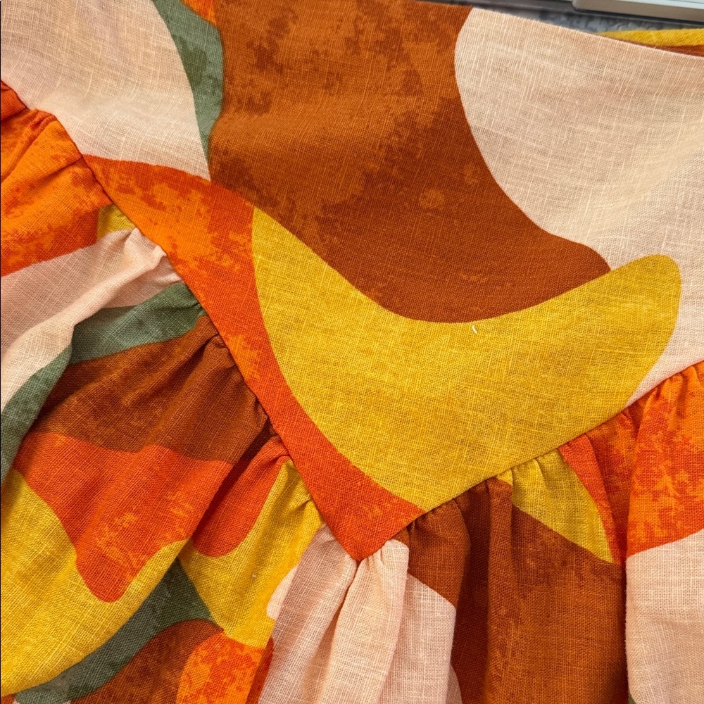 Fe Noel Orange and Green Abstract Ruffle Mini Skirt - Picture 9 of 10